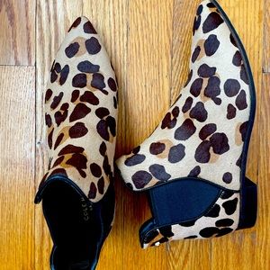 Cole Haan cheetah print calf hair booties, 7 wide